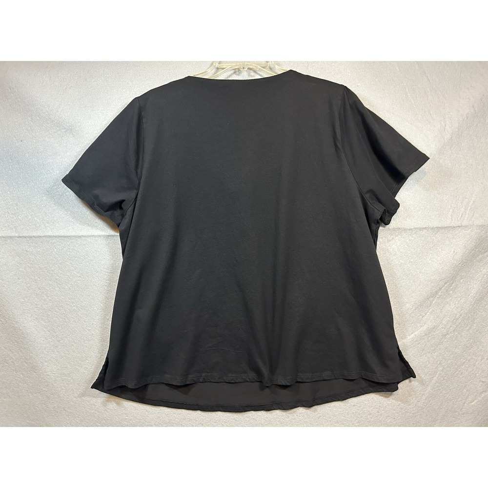Savanna Jane Embroidered Top Sz 2XL Boho Floral Aztec V-Neck Short Sleeve Black - Picture 6 of 10